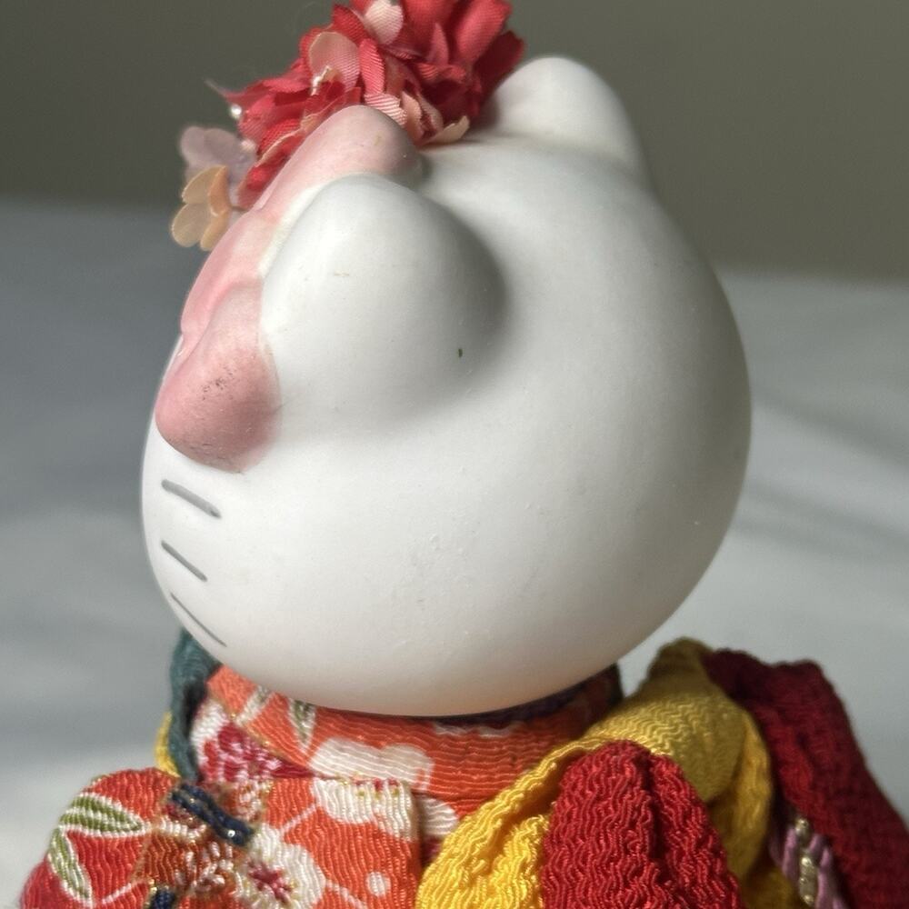 Vintage 2001 Sanrio Hello Kitty Ceramic Red Kimono Figurine Floral Japan Rare 6” - Picture 7 of 11